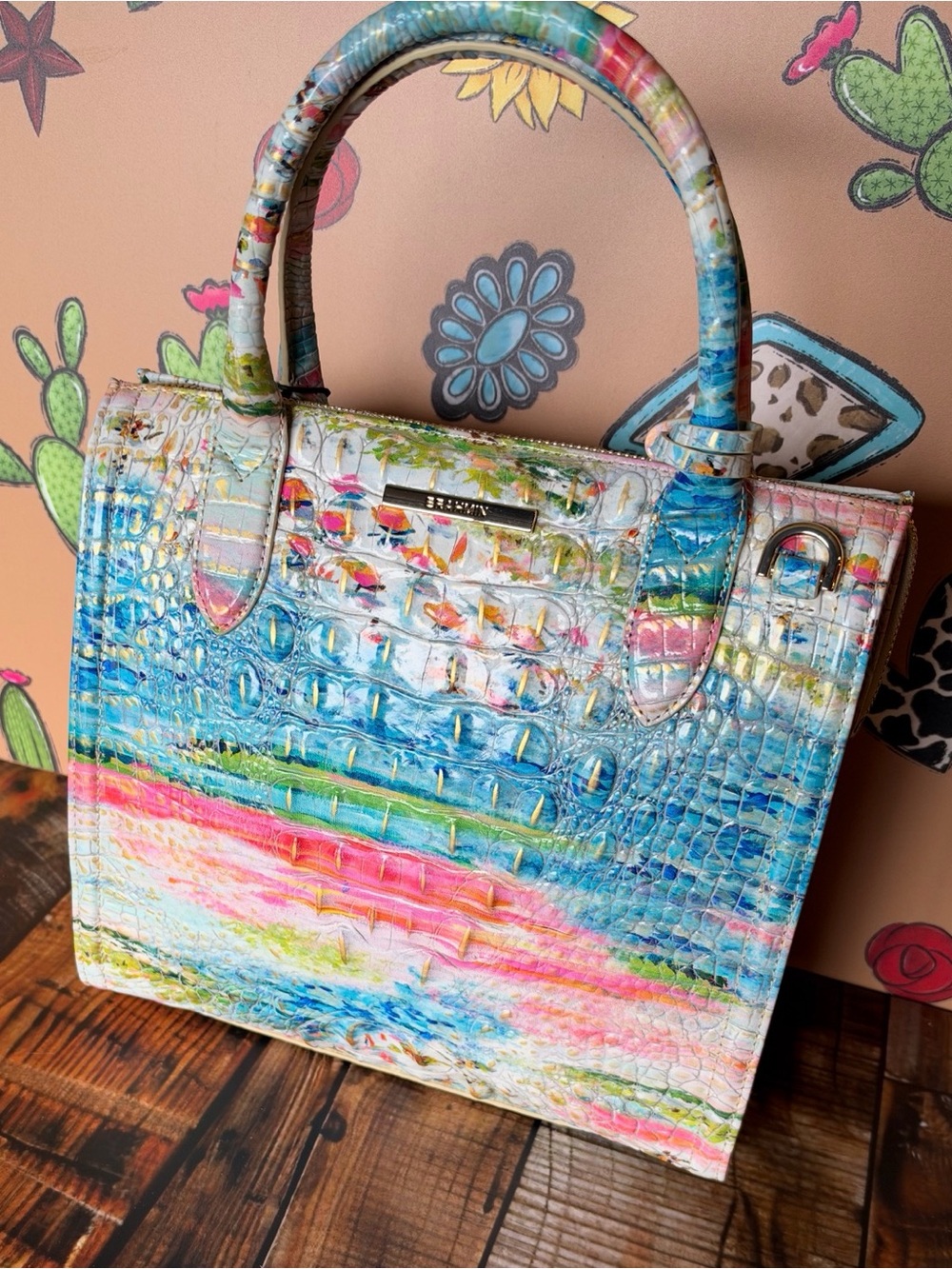HTF BRAHMIN SMALL CAROLINE STAYCATION SATCHEL BAG NWT TROPIC FISH - Picture 8 of 13
